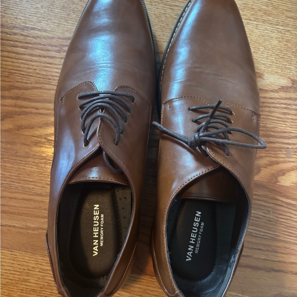 Van Heusen Brown Oxford Shoes Sleek Polished Finish